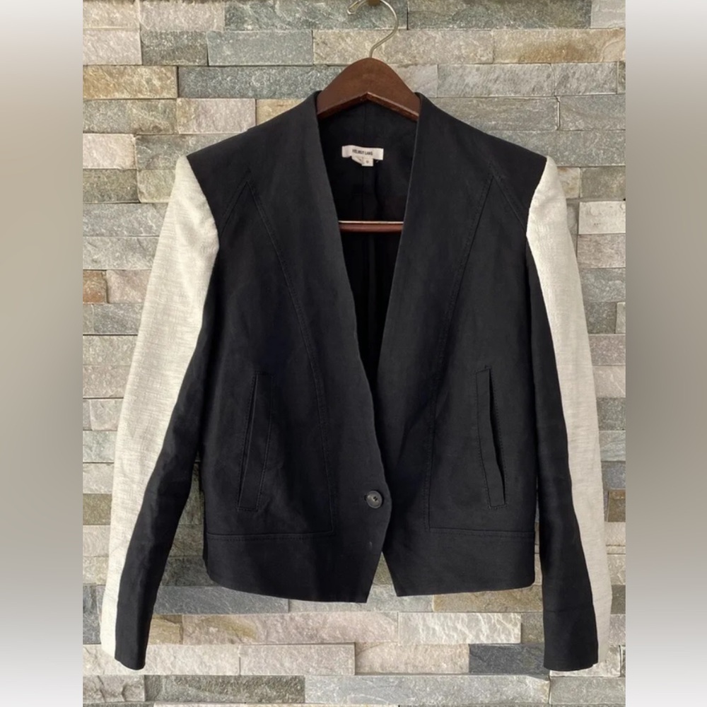 SOLD Helmut Lang Cotton-Linen Colourblock Blazer - Picture 1 of 6